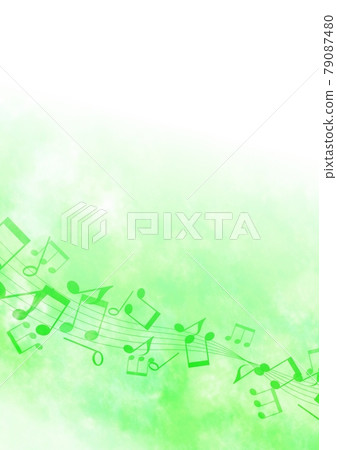 Watercolor illustration of green notes 79087480