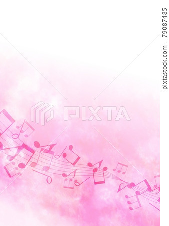 Watercolor illustration of pink musical notes 79087485