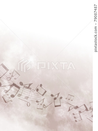 Watercolor illustration of gray musical notes 79087487