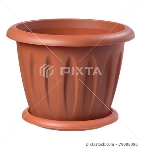 Empty plastic flower pot isolated on white Empty plastic flower pot isolated on white 79088080