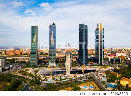 Four business skyscrapers of the business district in Madrid, Spain Four business skyscrapers of the business district in Madrid, Spain 79088723