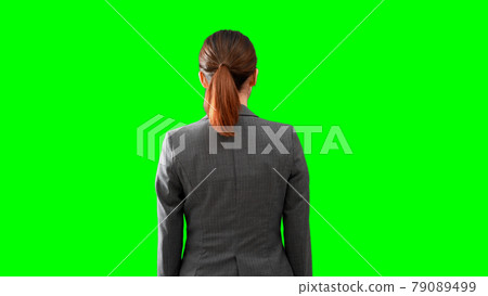 Back view business woman chroma key compositing 79089499