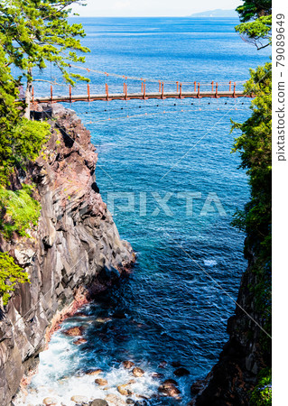 靜岡縣伊東市城崎海岸的門脅吊橋 79089649