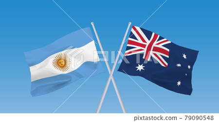 Argentine and Australian flags Argentine and Australian flags 79090548