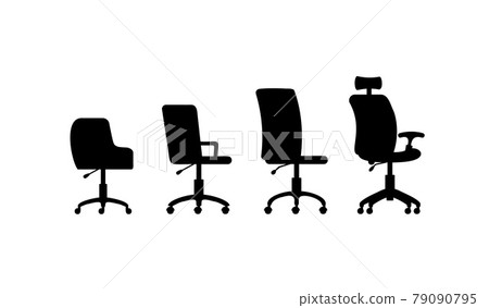 A set of black silhouettes of office chairs on wheels a vector illustrations. 79090795
