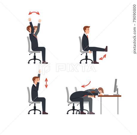 Exercises for office employees at workplace... - Stock Illustration  [79090800] - PIXTA