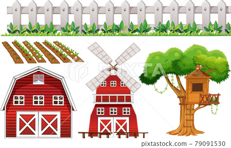 Farm element set isolated on white background Farm element set isolated on white background 79091530