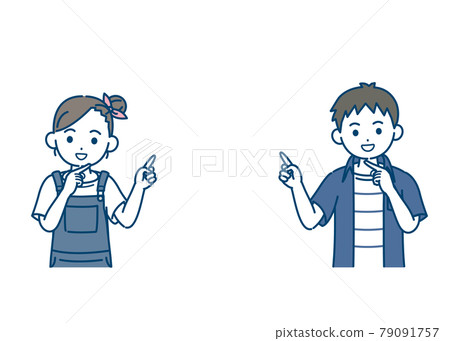 Illustrations of boys and girls pointing their fingers Children, elementary school students, lower grades, copy space Illustrations of boys and girls pointing their fingers Children, elementary school students, lower grades, copy space 79091757