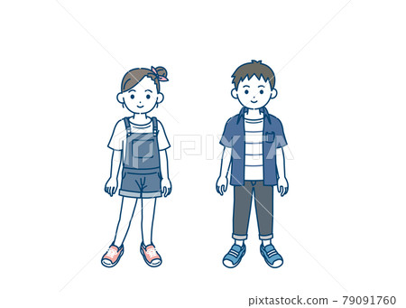 男孩和女孩,兒童,小學生,低年級,全身插圖 男孩和女孩,兒童,小學生,低年級,全身插圖 79091760