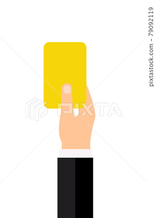 Soccer referee with yellow card 79092119