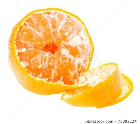 Peeled mandarin tangerine orange fruit isolated on white background 79092124