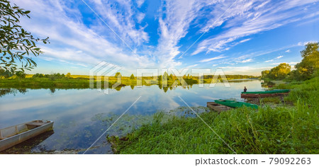 Clouds Reflection On Lake River Clouds Reflection On Lake River 79092263