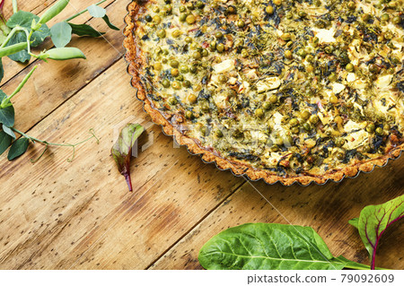 Open pie with chard and peas,space for text Open pie with chard and peas,space for text 79092609