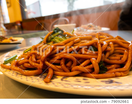 Eat delicious Shanghai Yakisoba at a shop in Chinatown Eat delicious Shanghai Yakisoba at a shop in Chinatown 79092661