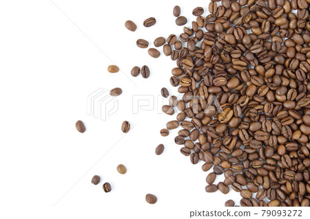Home-roasted coffee beans in a white background, Geisha seeds 79093272