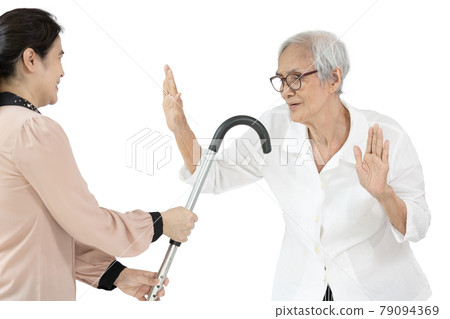 Asian senior refuses to use the walking stick,healthy old elderly after taking health supplement,illustration for products,advertising calcium or vitamin for nourishing the body and bones,health care 79094369