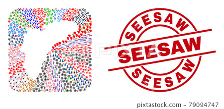 Seesaw Stamp and Alicante Province Map Stencil Mosaic Seesaw Stamp and Alicante Province Map Stencil Mosaic 79094747