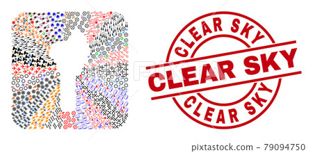 Clear Sky Badge and Benin Map Stencil Mosaic 79094750