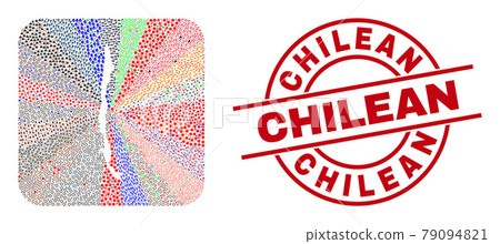 Chilean Stamp Seal and Chile Map Inverted Mosaic 79094821