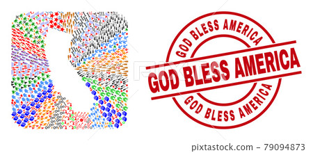 God Bless America Badge and California State Map Hole Mosaic 79094873