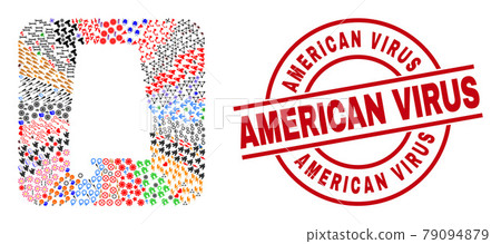 American Virus Badge and Alabama State Map Hole Mosaic American Virus Badge and Alabama State Map Hole Mosaic 79094879