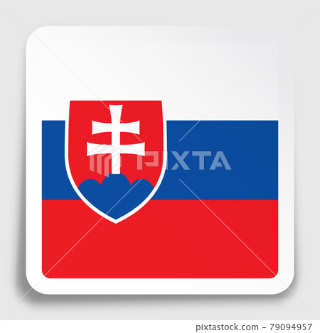 Slovakia flag icon on paper square sticker with shadow. Button for mobile application or web. Vector 79094957