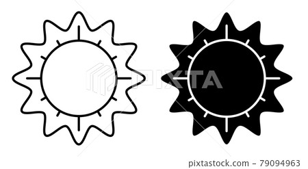 Linear icon. Sun. Star of planet earth. Astronomy, observation of sun activity and weather. Simple black and white vector 79094963