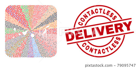 Contactless Delivery Stamp and Canary Islands Map Stencil Mosaic Contactless Delivery Stamp and Canary Islands Map Stencil Mosaic 79095747
