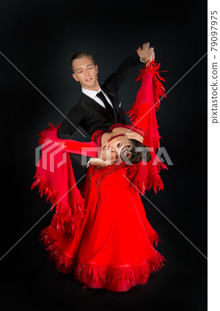 dance ballroom couple in a dance pose isolated on blackbackground dance ballroom couple in a dance pose isolated on blackbackground 79097975