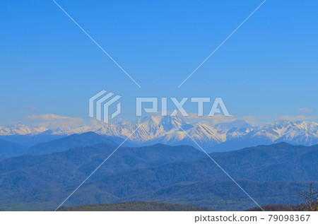 Scenery of the snowy mountains of the Caucasus Mountains 79098367