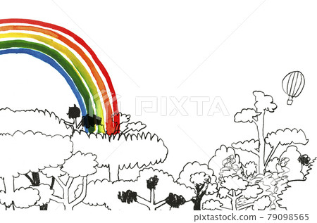 The sky after the rain with a rainbow The sky after the rain with a rainbow 79098565