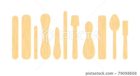 Popsicle stick and wood spoon for ice cream, medical tongue depressor set. 79098608