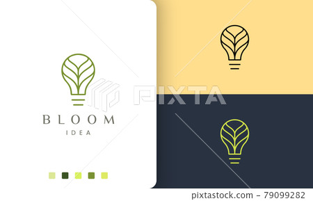 green bulb logo in simple and modern style 79099282