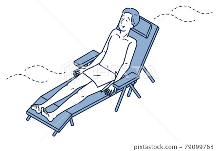 Isometric of a man sitting in a chair and taking a bath in the open air Isometric of a man sitting in a chair and taking a bath in the open air 79099763