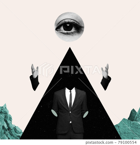 Contemporary art collage. Surrealism, minimalism in art. 79100554