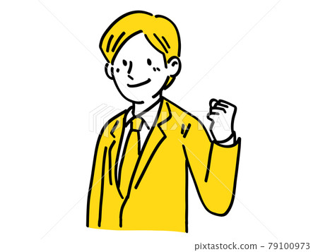 Motivation Guts Pose Enthusiasm Male Simple Illustration 79100973