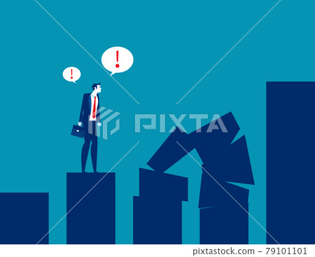 Businessman looking the broken bar chart. Business crisis concept Businessman looking the broken bar chart. Business crisis concept 79101101
