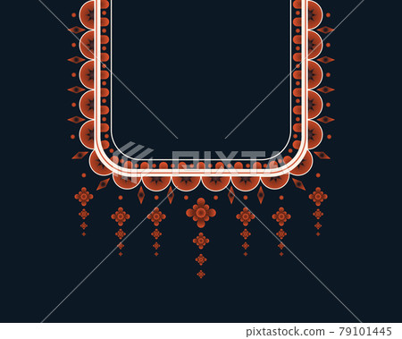 Geometric ethnic oriental pattern. Necklace embroidery design for textile, fashion woman, background, wallpaper, clothing and wrapping. Vector illustration. Geometric ethnic oriental pattern. Necklace embroidery design for textile, fashion woman, background, wallpaper, clothing and wrapping. Vector illustration. 79101445