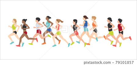 Illustration material Athletics athlete Marathon runner Women 79101857