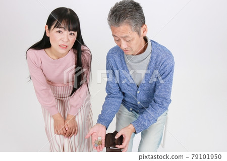 貧困老年家庭形象(錢包只有硬幣) 貧困老年家庭形象(錢包只有硬幣) 79101950
