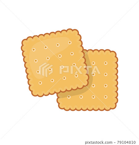 Two delicious biscuit. Yummy crackers, isolated on white background. 79104810