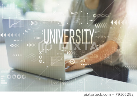 University with woman using laptop University with woman using laptop 79105292
