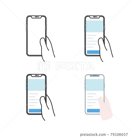 智能手機在手手繪和基本的線條和平面油漆套裝 79106037