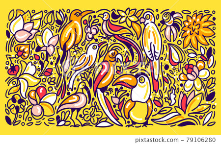 Exotic jungle. Tropical colorful background. Vector art Exotic jungle. Tropical colorful background. Vector art 79106280