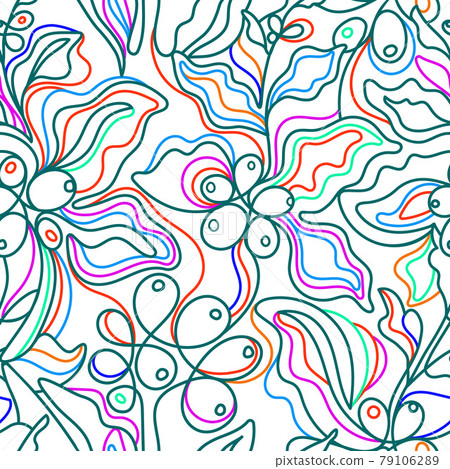 Art line plant. Vector seamless pattern. Coffee... - Stock Illustration ...
