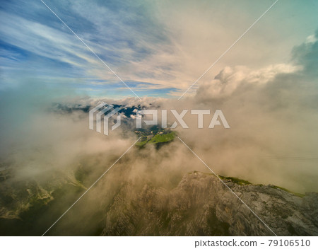 Dramatic clouds over the peaks of the Wetterstein massif in the Bavarian Alps Dramatic clouds over the peaks of the Wetterstein massif in the Bavarian Alps 79106510