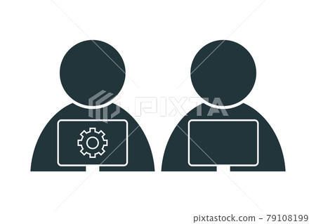 Person with a computer. Simple icon set. Flat style element for graphic design. Vector EPS10 79108199