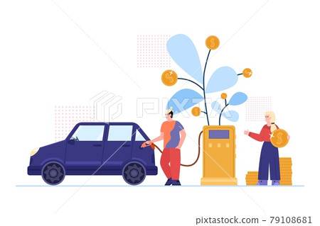Concept of fuel price and economy money at gasoline a vector illustration. Concept of fuel price and economy money at gasoline a vector illustration. 79108681