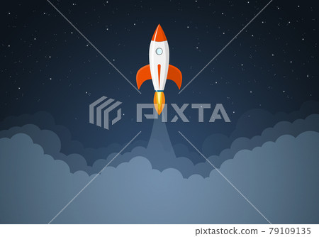 Rocket takes off into outer space Rocket takes off into outer space 79109135