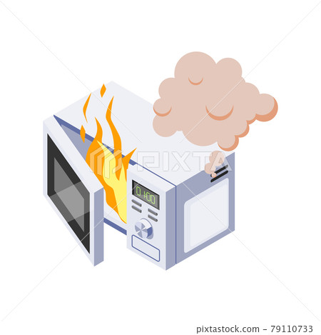 Burning Microwave Illustration Burning Microwave Illustration 79110733